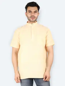 Latest Chikan Garments Men Yellow Solid Kurta