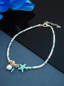 Emmie Blue Beaded Star Fish Anklet
