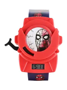 Marvel Boys Printed Dial & Straps Digital Function Spiderman Disc Shot Watch
