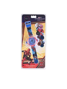 Marvel Boys Red & Blue Printed Dial & Straps Digital Spiderman Projector Watch