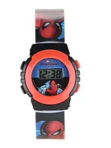 Marvel Boys Red Printed Dial & Black Straps Digital Automatic Watch