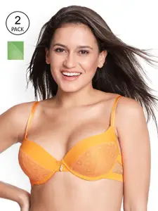 Susie Pack Of 2 Yellow & Green Underwired Lightly Padded Bra