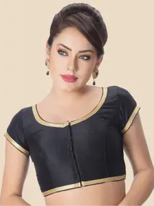 neckbook Black Solid Saree Blouse