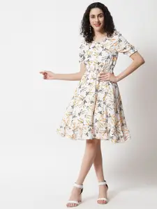 Yaadleen Off White Floral Dress