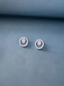 MANNASH Silver-Toned Circular Studs Earrings