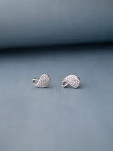 MANNASH Silver-Toned Paisley Shaped Studs Earrings