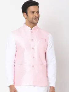 SALWAR STUDIO Men's Pink Nehru Jackets