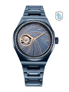 Titan Women Blue Skeleton Dial & Blue Stainless Steel Bracelet Style Straps Analogue Watch