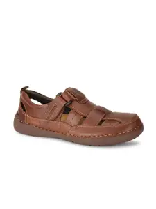 Hush Puppies Men Brown Leather Shoe-Style Sandals