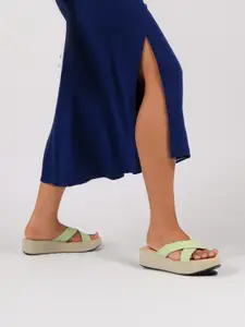 Monrow Women Green PU Wedge Sandals