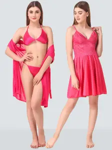 Romaisa Women Pink Nightdress