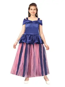 Aarika Blue Striped Fit & Flare Maxi Dress