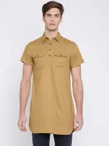 The Indian Garage Co Men Khaki Solid Kurta