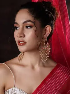 PANASH Gold-Toned Crescent Shaped Chandbalis Earrings