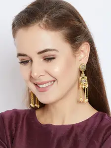 PANASH Gold-Toned Dome Shaped Drop Earrings