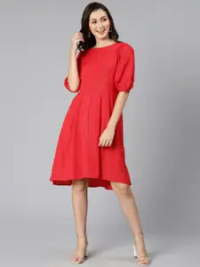 Oxolloxo Red Crepe A-Line Dress