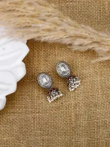 SANGEETA BOOCHRA women's Silver-Toned Floral Studs Earrings