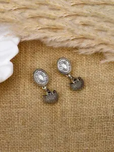 SANGEETA BOOCHRA Silver-Toned Oval Drop Earrings