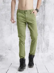 Roadster Men Green Regular Fit Solid Chinos