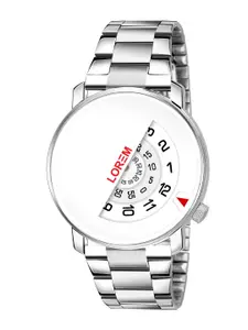 FERRIZZO Men White Embellished Dial & Silver Toned Stainless Steel Bracelet Style Straps Analogue Watch