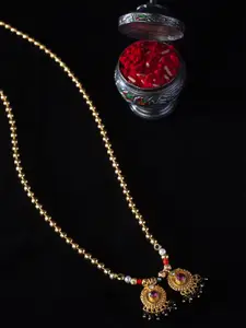 PANASH Gold-Toned & White Brass Gold-Plated Handcrafted Necklace