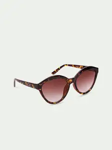 QUIRKY Women Brown Lens & Brown Cateye Sunglasses with UV Protected Lens