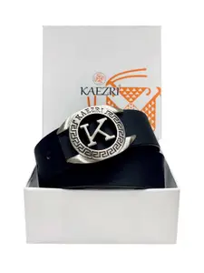 KAEZRI Men Black Leather Casual Belt