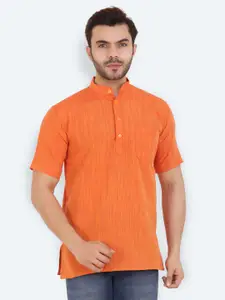 Latest Chikan Garments Men Orange Striped Kurta