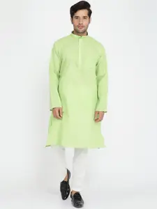 ROYAL KURTA Men Green Pure Cotton Kurta with Pyjamas