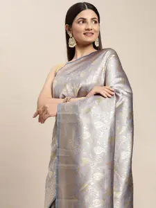 Hinayat Fashion Lavender & Golden Ethnic Motifs Zari Saree
