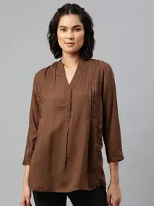 Marks & Spencer Brown Solid Shirt Style Top