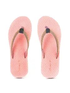 Khadims Women Pink & Gold-Toned Printed Room Slippers