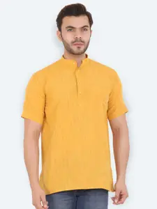 Latest Chikan Garments Men Yellow Solid Kurti