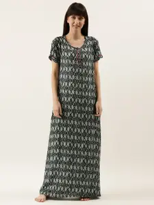 Bannos Swagger women's Grey Printed Maxi Nightdress