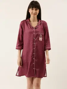 Bannos Swagger women's Burgundy Printed Nightdress