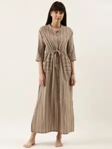 Bannos Swagger Brown Printed Cotton Maxi Nightdress