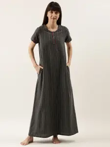 Bannos Swagger women Grey Printed Maxi Nightdress