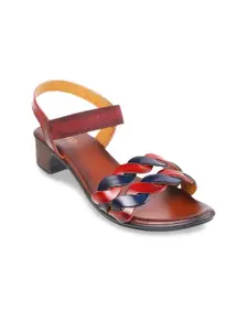 Metro Maroon & Blue Leather Block Sandals