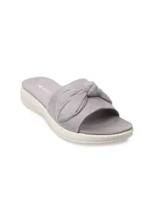 Metro Women Grey Textured Bows Flats
