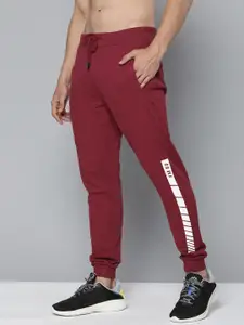 Flying Machine Men Maroon Solid Pure Cotton Joggers