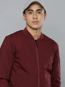 Flying Machine Men Maroon Bomber Jacket