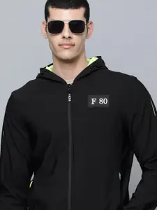 Flying Machine Men Black Solid Hooded Bomber Jacket