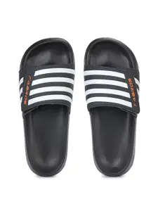 ABROS Men Grey & White Striped Rubber Sliders
