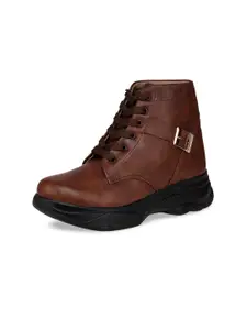BOOTCO Women Brown High-Top Flat Boots