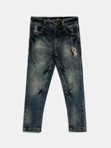 V-Mart Boys Blue Classic Mildly Distressed Heavy Fade Jeans