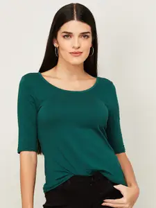 Ginger by Lifestyle Green Solid Top
