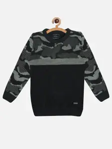 Octave Boys Grey & Black Printed Pullover