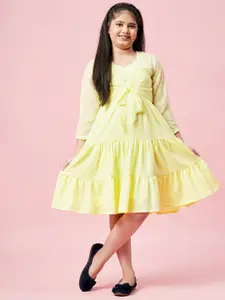 Stylo Bug Girls Yellow Fit and Flare Dress