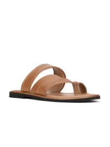 Bata Men Tan & Black Comfort Slip On Sandals