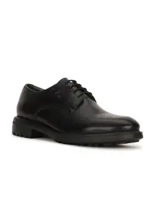 Bata Men Black Solid Leather Formal Derby Shoes
